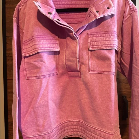 Zenana Outfitters Mineral Washed Pink Pullover - Picture 4 of 8